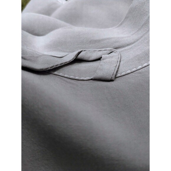 Robe Women's Wrap Belted 3/4 Sleeve Wide Lace Trim Opaque Wrap Grey Pewter Knee - Picture 8 of 10